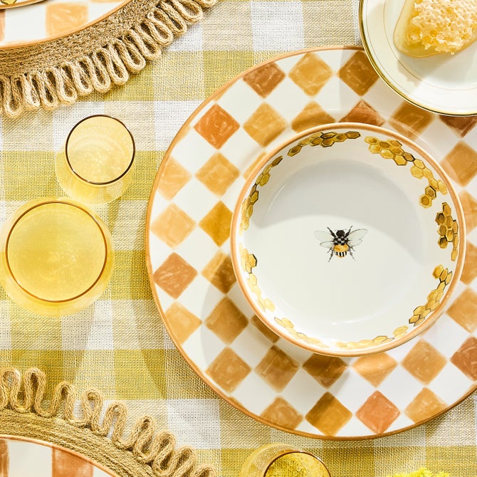 Honey Check Dinner Plate image number 3