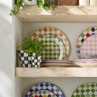 Green Check Dinner Plate