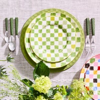 Green Check Dinner Plate