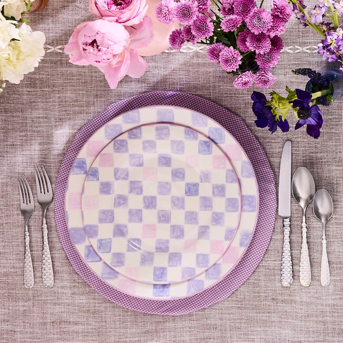 Lilac Check Dinner Plate image number 4