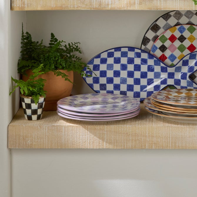 Lilac Check Dinner Plate image number 5