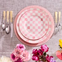 Pink Check Dinner Plate