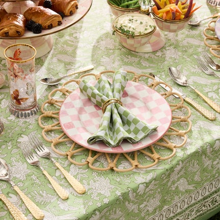 Pink Check Dinner Plate