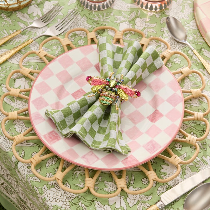 Pink Check Dinner Plate image number 2