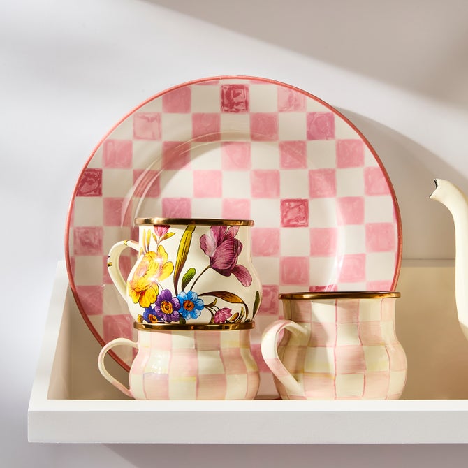 Pink Check Dinner Plate image number 6