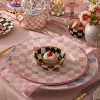 Pink Check Dinner Plate