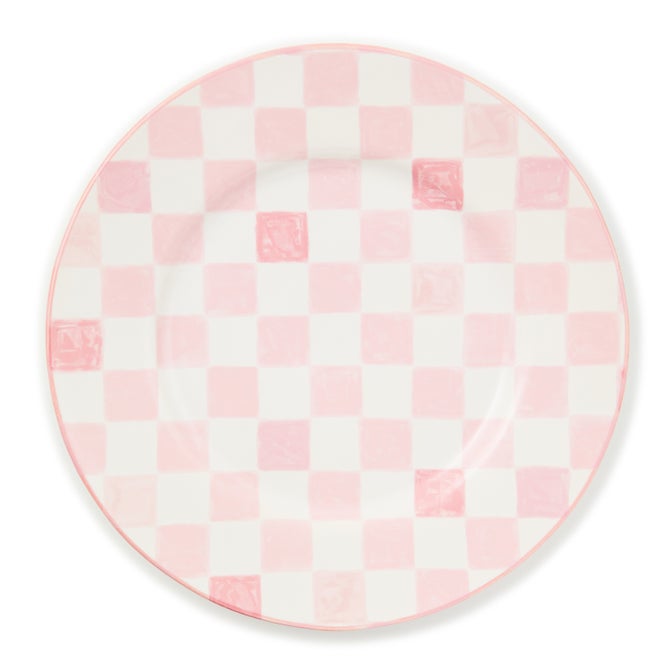 Pink Check Dinner Plate image number 0