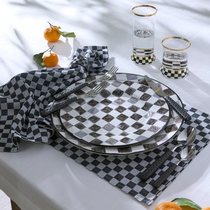 Black Check Dinner Plate