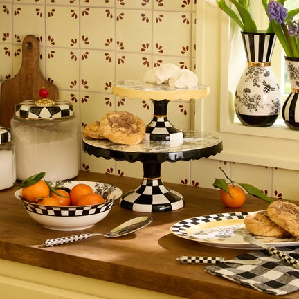 Bee Toile Large Pedestal Platter