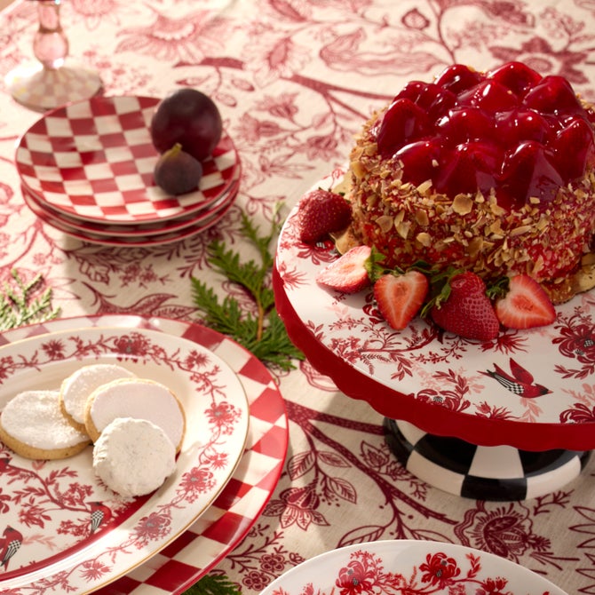 Cardinal Toile Large Pedestal Platter image number 3