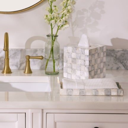 Sterling Check Capiz Boutique Tissue Box Cover