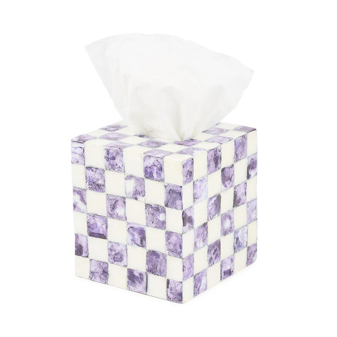 Violet Check Capiz Boutique Tissue Box Cover image number 2