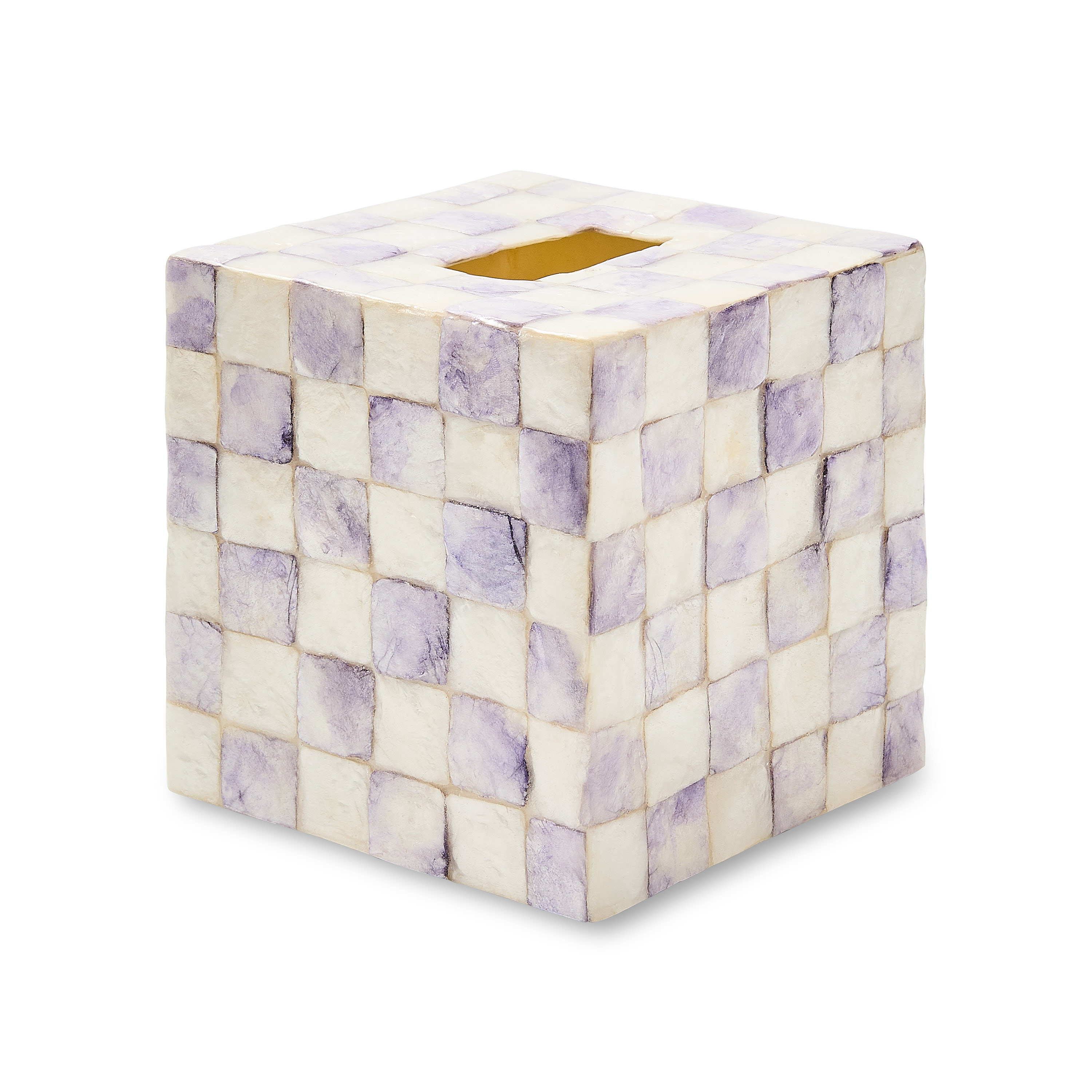 Violet Check Capiz Boutique Tissue Box Cover