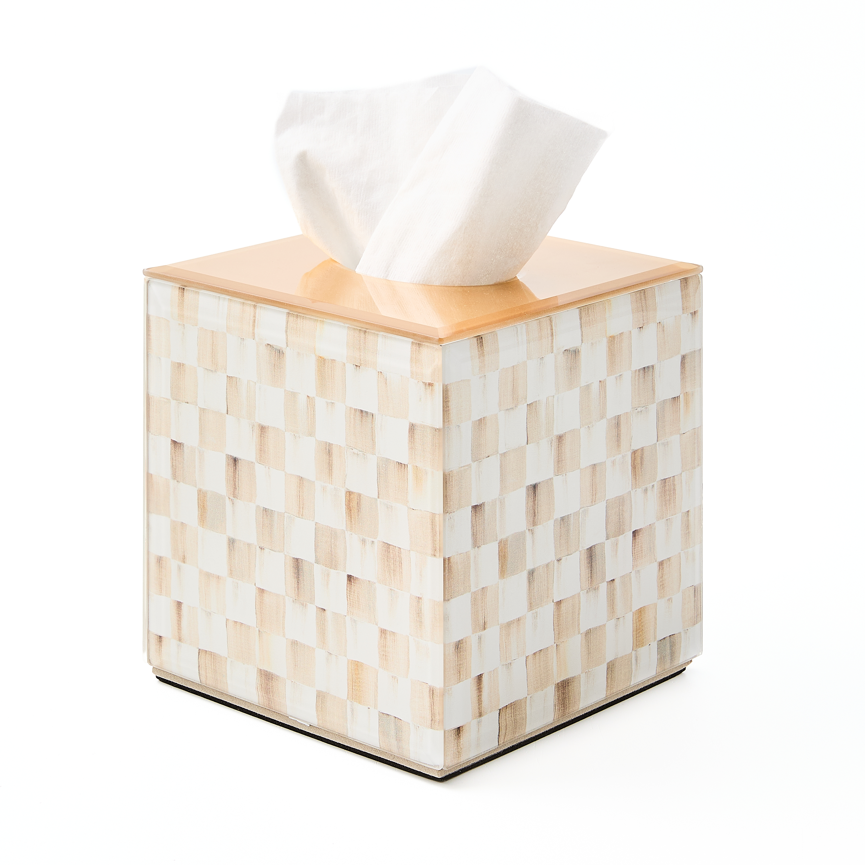Mocha Check Glass Boutique Tissue Box Cover