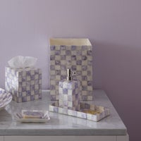 Violet Check Capiz Waste Bin