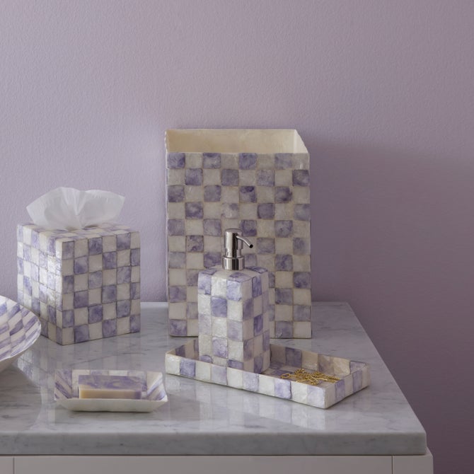 Violet Check Capiz Waste Bin image number 1