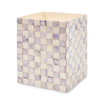 Violet Check Capiz Waste Bin