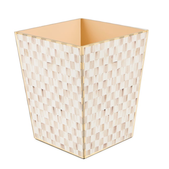Mocha Check Glass Waste Bin image number 0