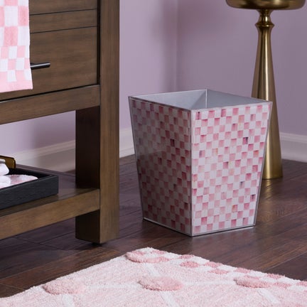 Rosy Check Glass Waste Bin