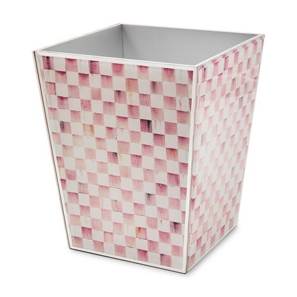 Rosy Check Glass Waste Bin