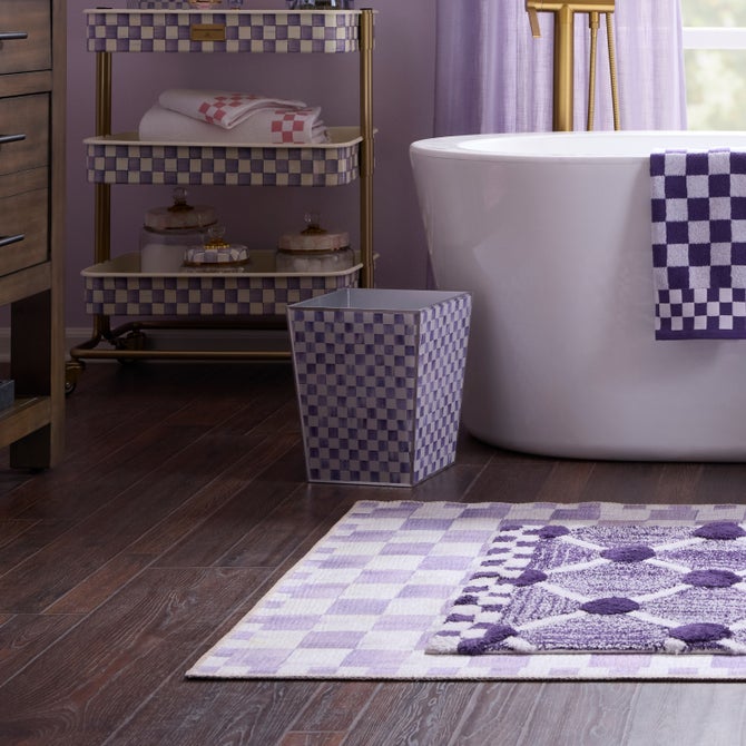 Violet Check Glass Waste Bin image number 2