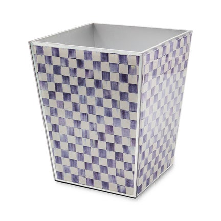 Violet Check Glass Waste Bin