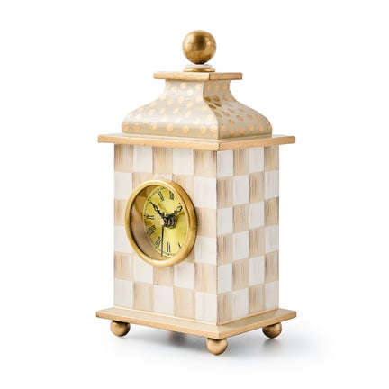 Mocha Check Desk Clock
