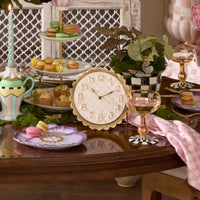 Rosy Check Scalloped Desk Clock