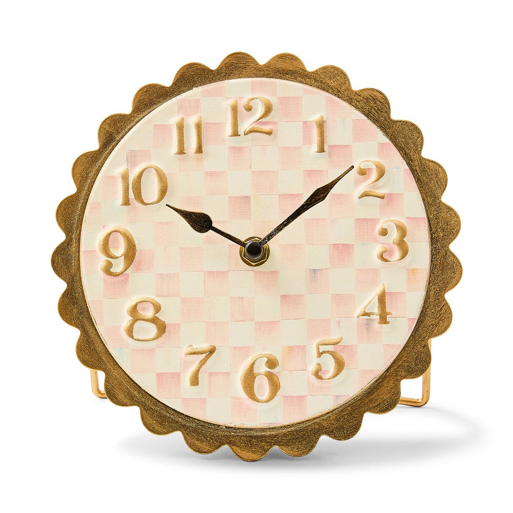 Courtly Check Scalloped Desk Clock - Rosy Check mackenzie-childs Panama imagen 1