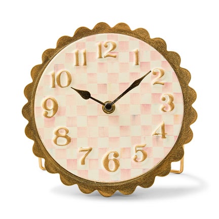 Rosy Check Scalloped Desk Clock