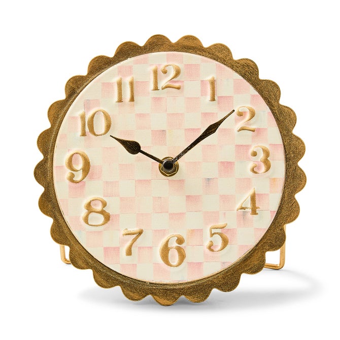 Rosy Check Scalloped Desk Clock image number 0