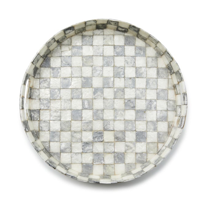 Sterling Check Capiz Round Tray image number 1