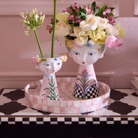 Rosy Check Capiz Round Tray