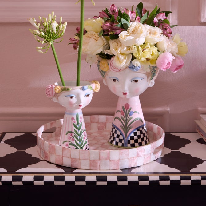 Rosy Check Capiz Round Tray image number 1