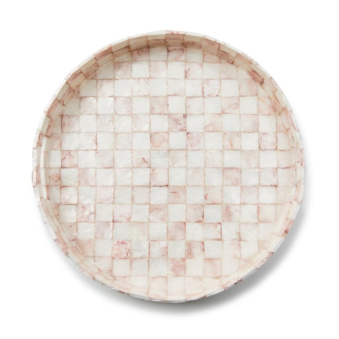 Rosy Check Capiz Round Tray image number 1