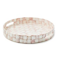 Rosy Check Capiz Round Tray