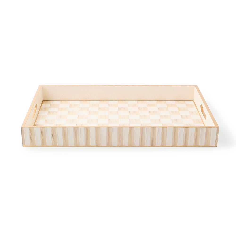 Mocha Check Serving Tray mackenzie-childs Panama imagen 1