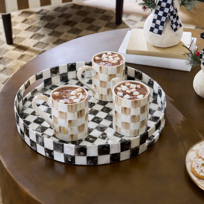 Courtly Check Capiz Round Tray image number 1