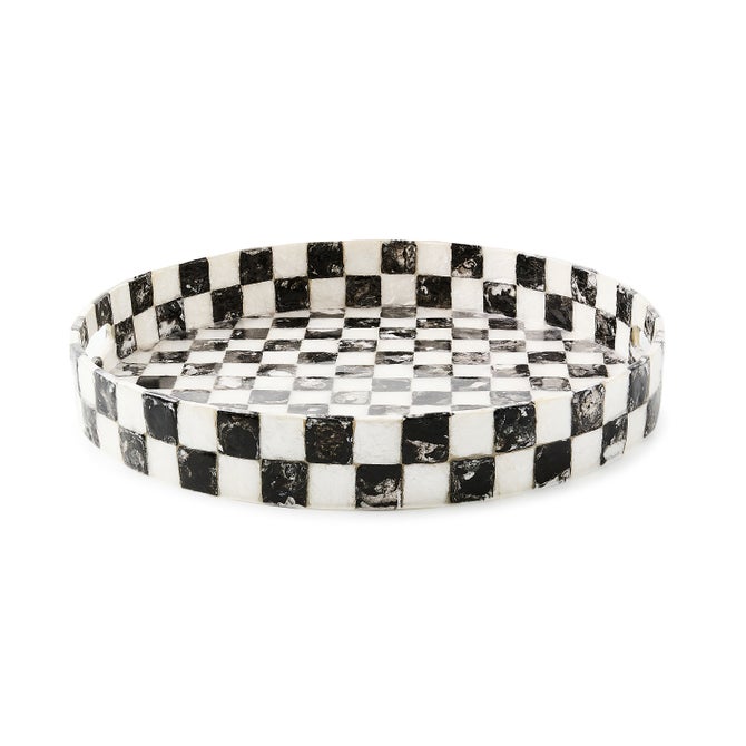 Courtly Check Capiz Round Tray image number 0