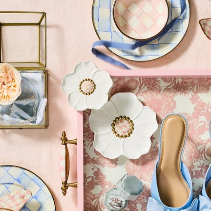 Rosy Flower Trinket Dishes, Set of 2