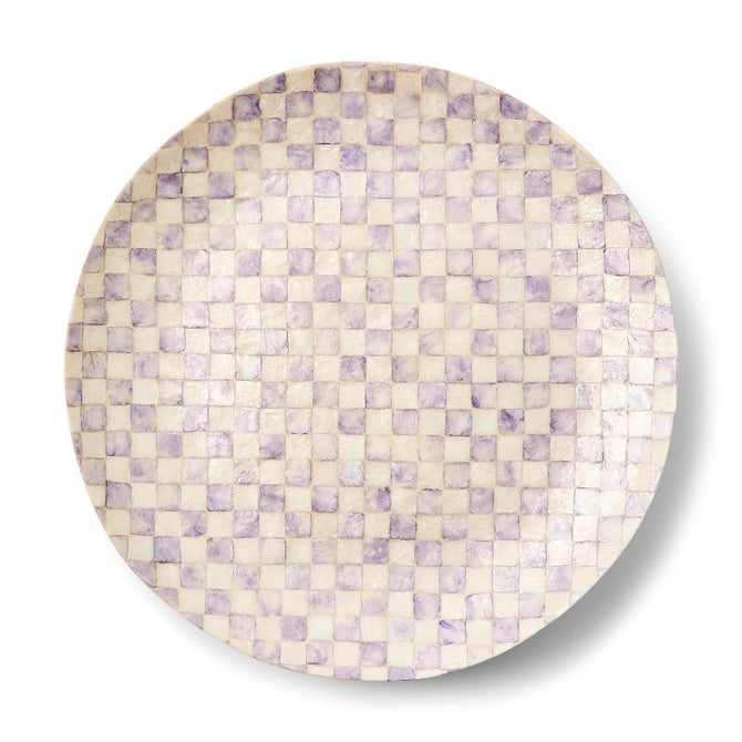 Violet Check Decorative Capiz Bowl image number 2