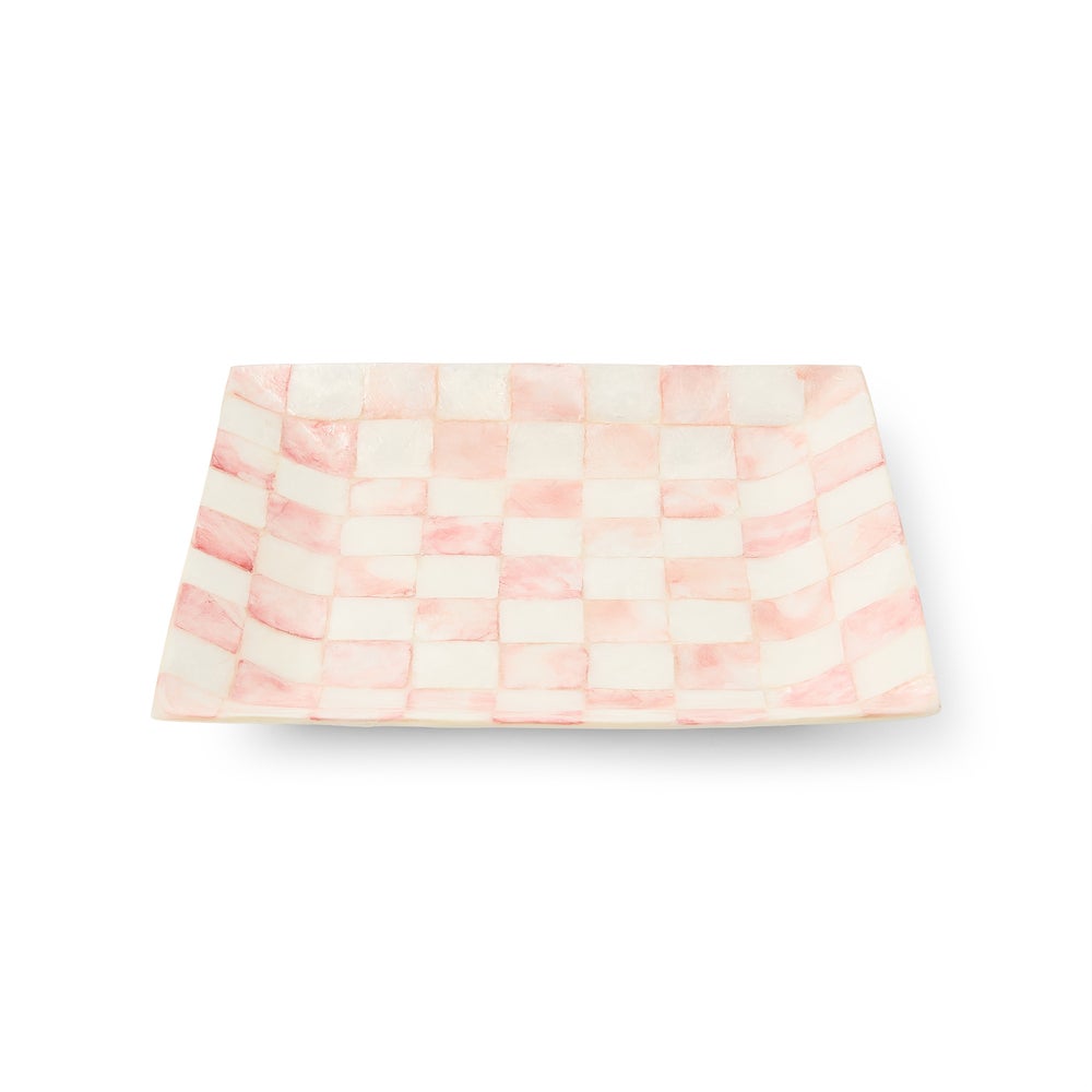 Violet Check Capiz Catchall Tray - Rosy Check mackenzie-childs Panama imagen 1