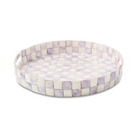 Violet Check Capiz Round Tray