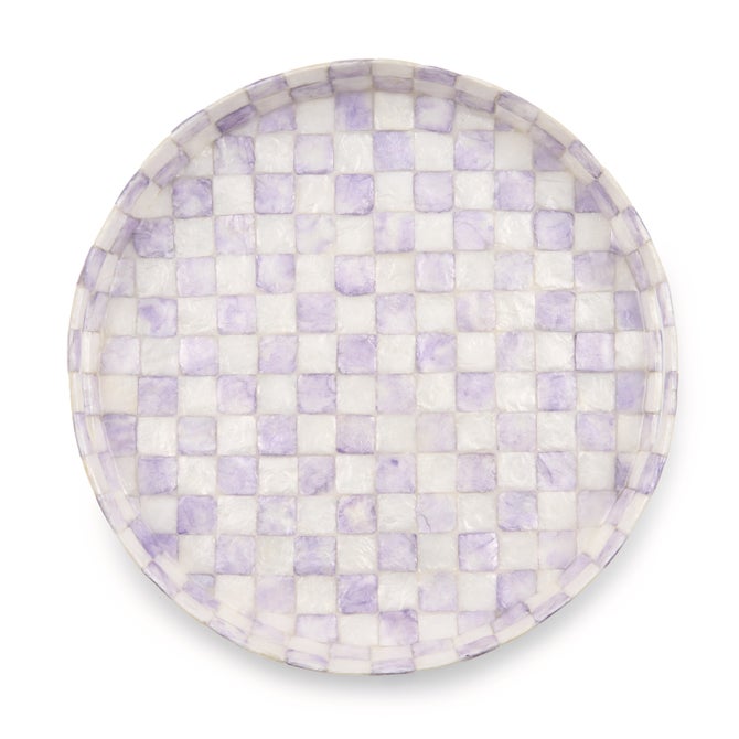 Violet Check Capiz Round Tray image number 3