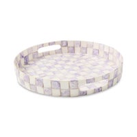 Violet Check Capiz Round Tray