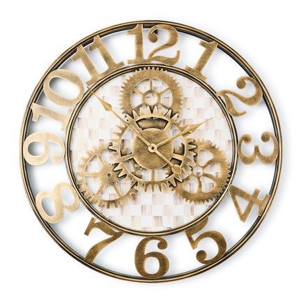 Mocha Check Large Farmhouse Wall Clock