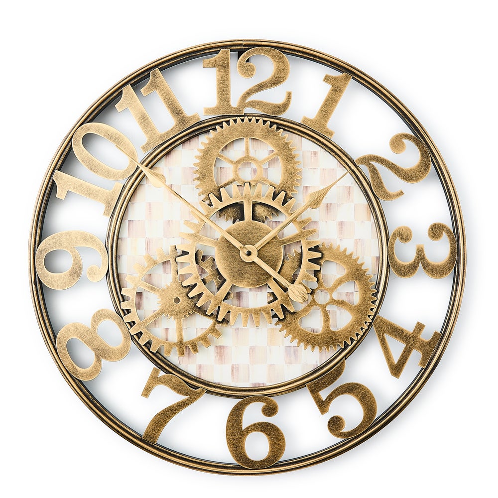 Mocha Check Small Farmhouse Wall Clock mackenzie-childs Panama imagen 1