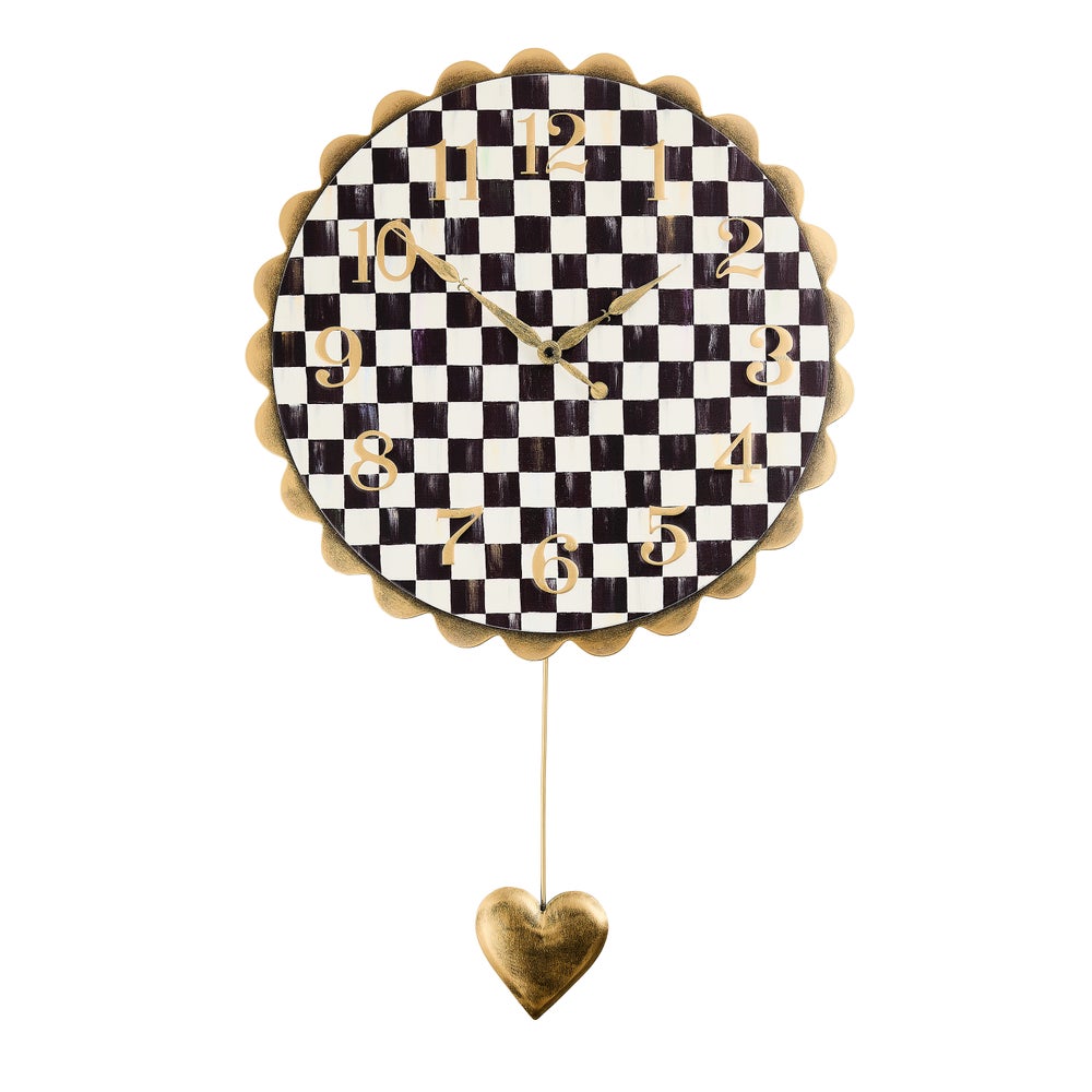 Courtly Check Heart Pendant Wall Clock mackenzie-childs Panama imagen 1 Courtly Check Heart Pendant Wall Clock mackenzie-childs Panama imagen 1