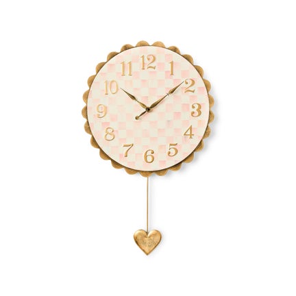 Rosy Check Heart Pendant Clock