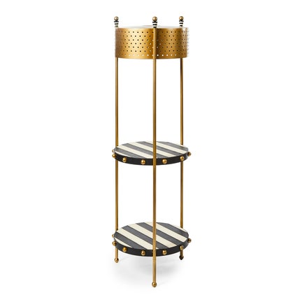 Flatiron Leather Stripe Shelf Floor Lamp